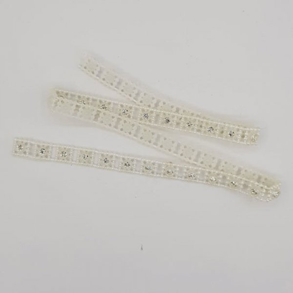 Ruban Blanc Strass Blanc Fantaisie x 49 cm