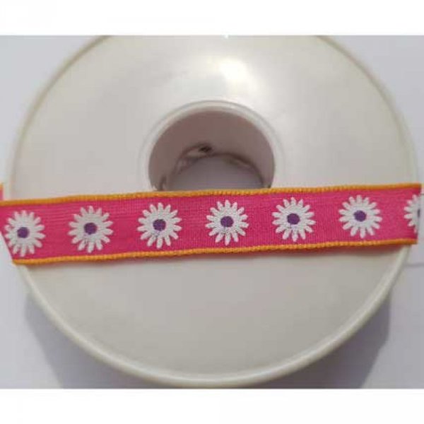Ruban Galon 12 mm motif fleur N&deg;01