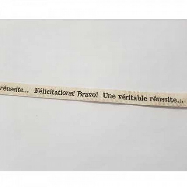 Ruban Galon 13 mm motif mots N&deg;01