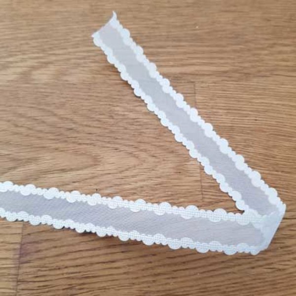 Ruban Organza fantaisie 15 mm N&deg;134 Blanc