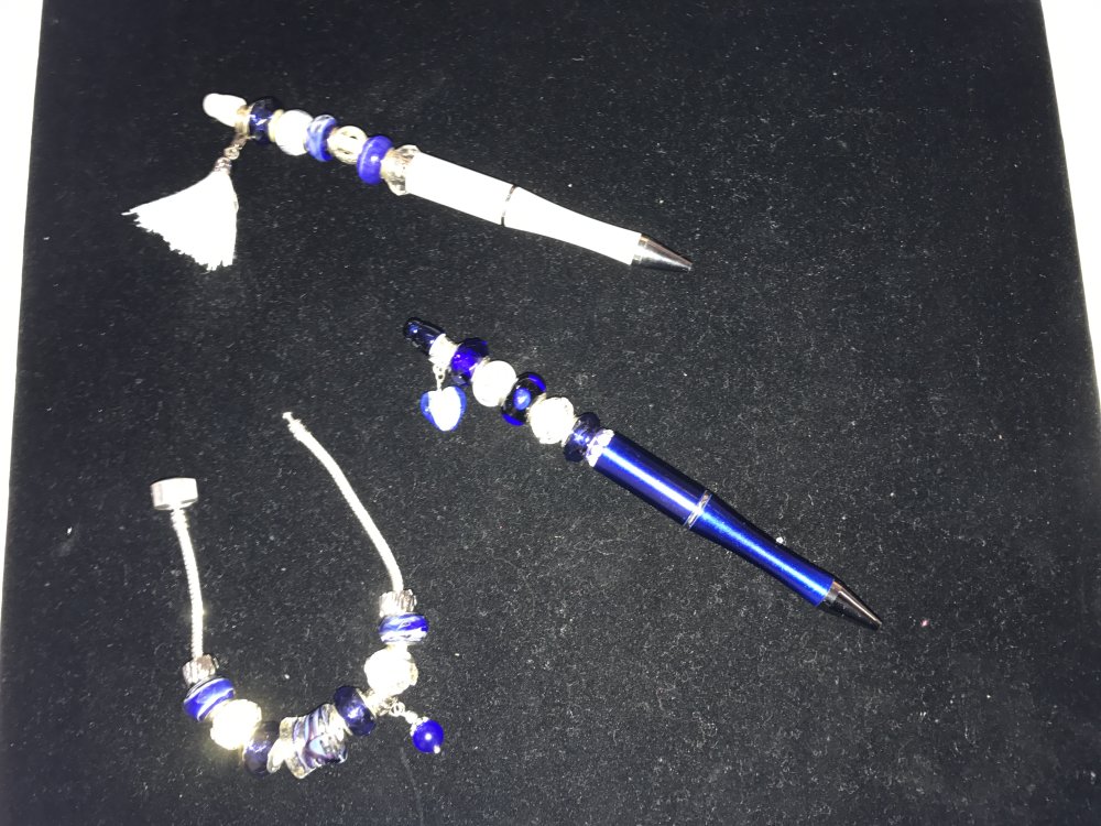 Stylo à décorer pour perles Bleu Azur à customiser x 1 pièce