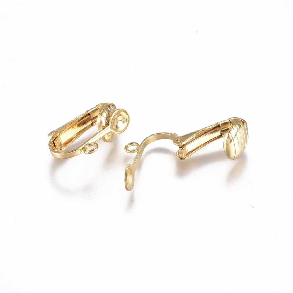 Support Boucle d'oreille Clip en Acier Inoxydable N°01 x 1 paire doré