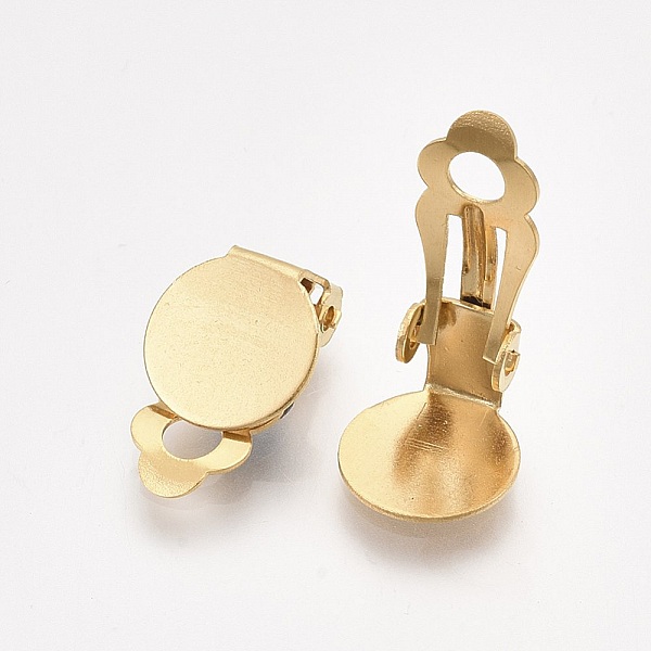 Support Boucle d'oreille Clips Plateau Acier Inoxydable Dor&eacute; N&deg;03