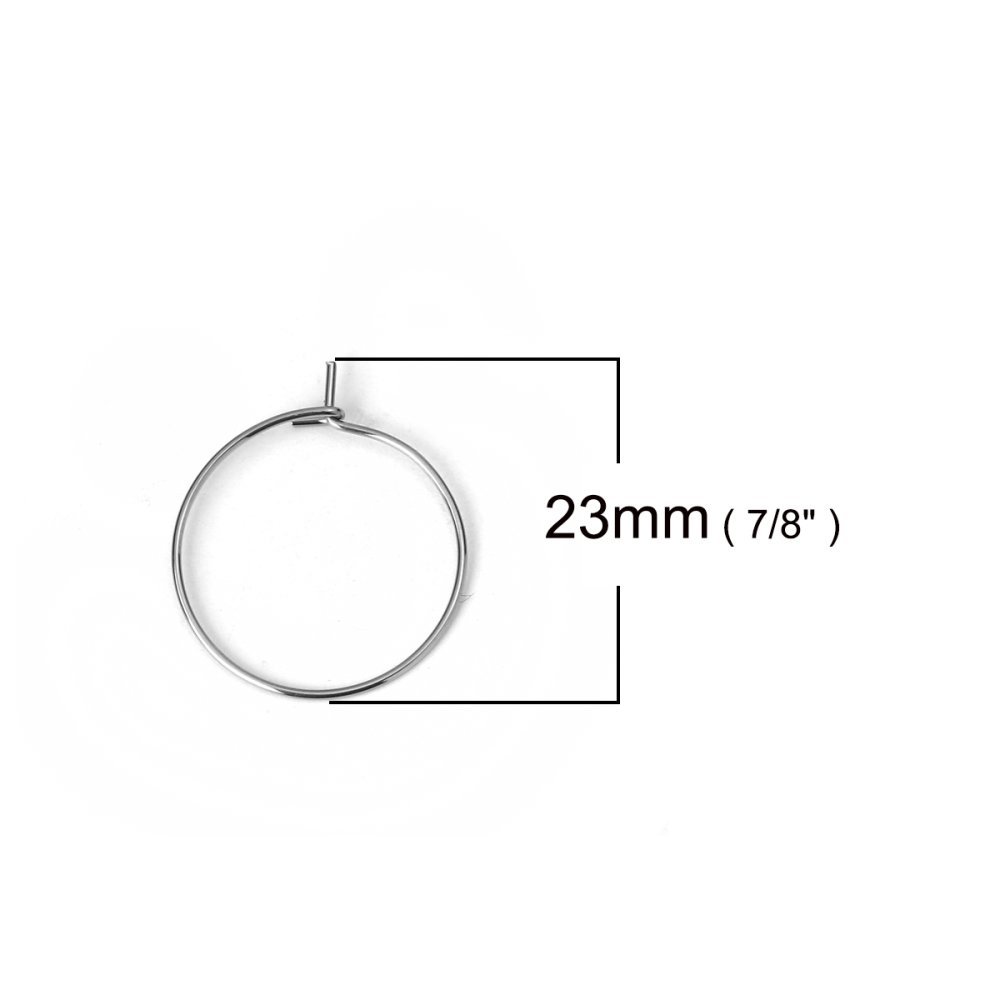 Support Boucle d'oreille Créole en Acier Inoxydable Argent N°03-20 mm x 5 paires