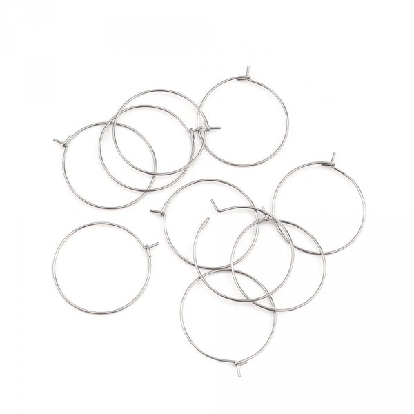 Support Boucle d'oreille Cr&eacute;ole en Acier Inoxydable Argent N&deg;03-25 mm x 5 paires