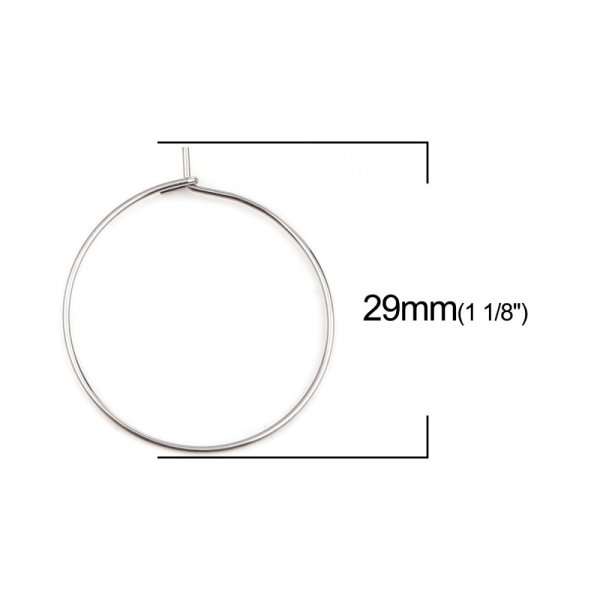 Support Boucle d'oreille Cr&eacute;ole en Acier Inoxydable Argent N&deg;03-25 mm x 5 paires