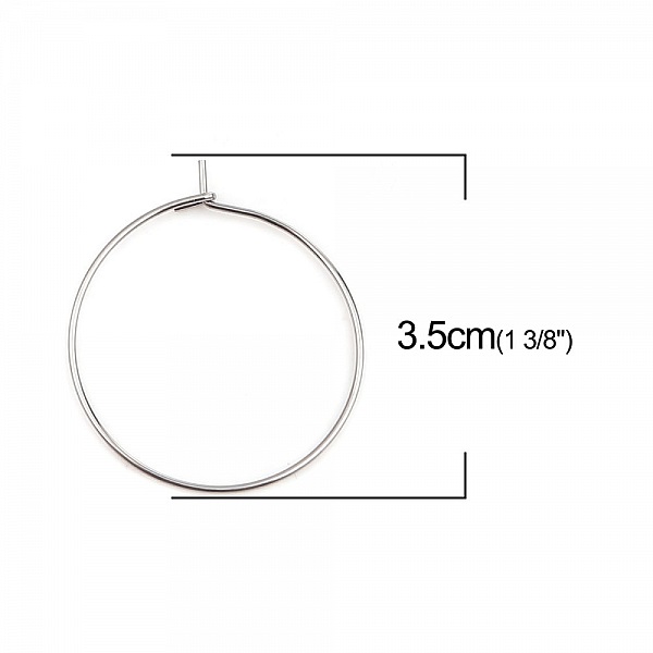 Support Boucle d'oreille Cr&eacute;ole en Acier Inoxydable Argent N&deg;03-30 mm x 5 paires