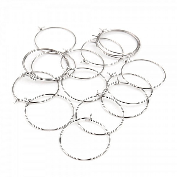 Support Boucle d'oreille Cr&eacute;ole en Acier Inoxydable Argent N&deg;03-30 mm x 5 paires