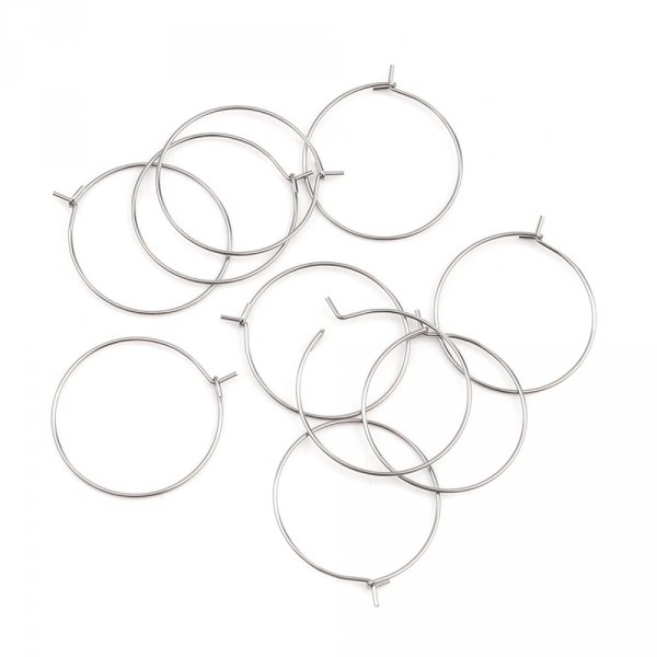 Support Boucle d'oreille Cr&eacute;ole en Acier Inoxydable Argent N&deg;03-35 mm x 5 paires