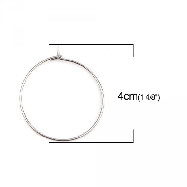 Support Boucle d'oreille Cr&eacute;ole en Acier Inoxydable Argent N&deg;03-35 mm x 5 paires
