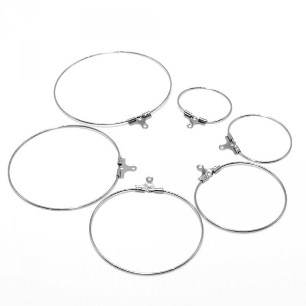 Support Boucle d'oreille Cr&eacute;ole en Acier Inoxydable N&deg;02-20 mm x 1 paire