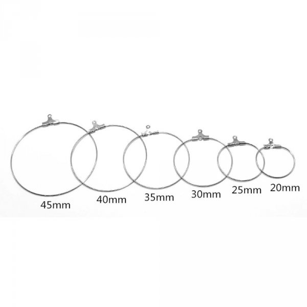 Support Boucle d'oreille Cr&eacute;ole en Acier Inoxydable N&deg;02-20 mm x 5 paires