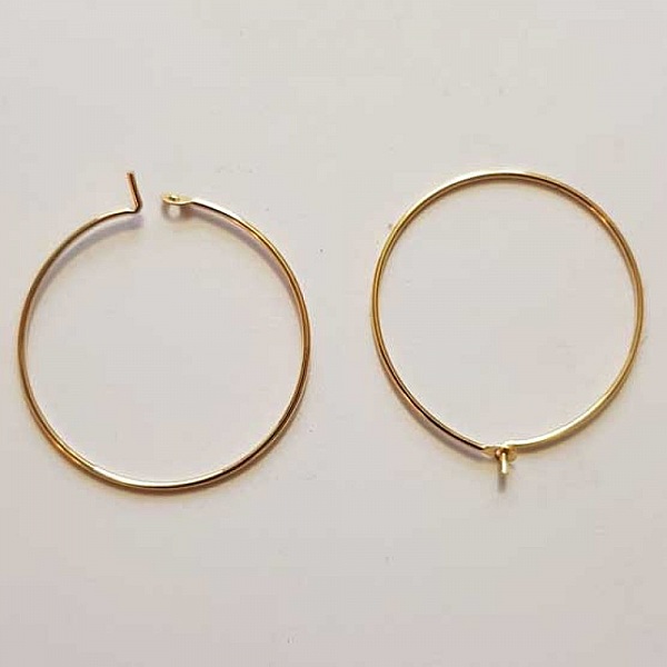Support Boucle d'oreille Cr&eacute;ole Plaqu&eacute; Or 18K Dor&eacute; N&deg;01-25 mm x 1 paire