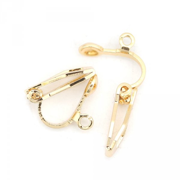 Support Boucle d'oreille Clip en cuivre plaqu&eacute; Or 18K N&deg;01