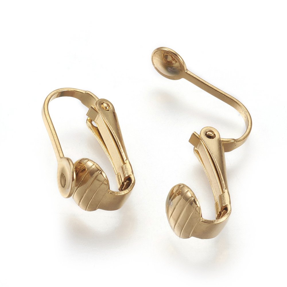 Support Boucle d'oreille Clip en Acier Inoxydable N°04 x 1 paire doré