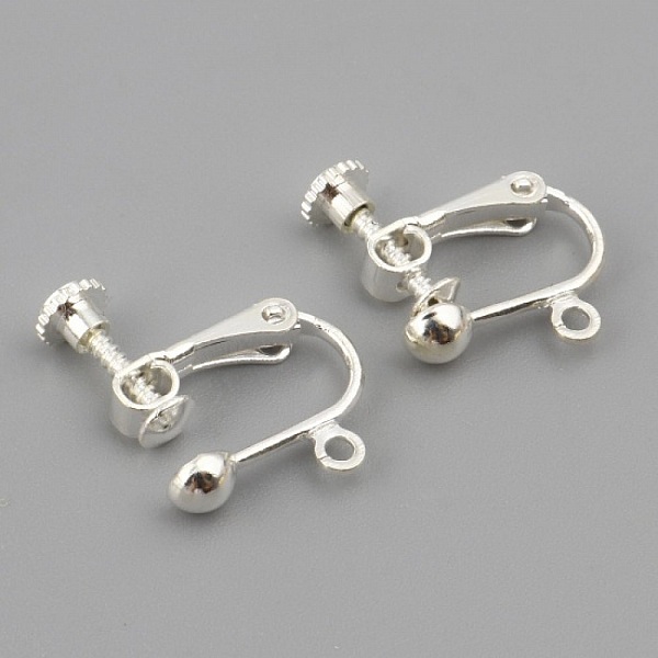 Support Boucle d'oreille Clip r&eacute;glable &agrave; vis argent&eacute; 16 x 18 mm x 1 paire