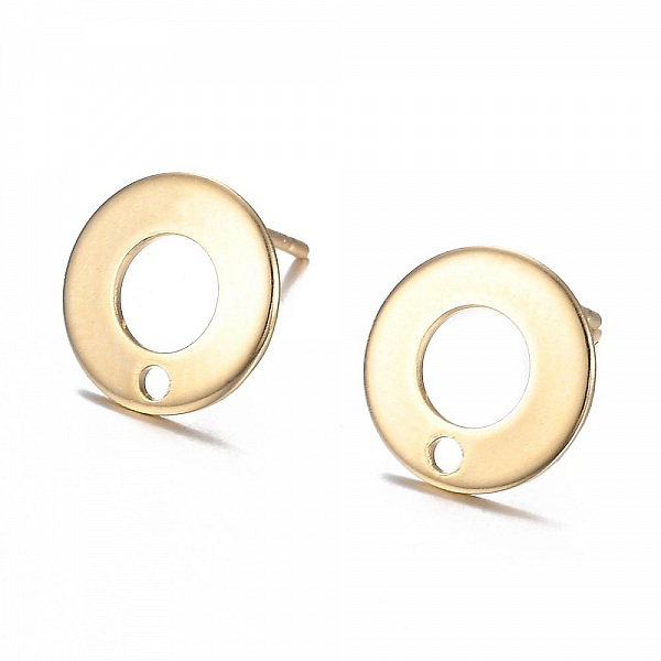 Support Boucle d'oreille puce ronde 10 mm en acier inoxydable N&deg;04-02 Dor&eacute;