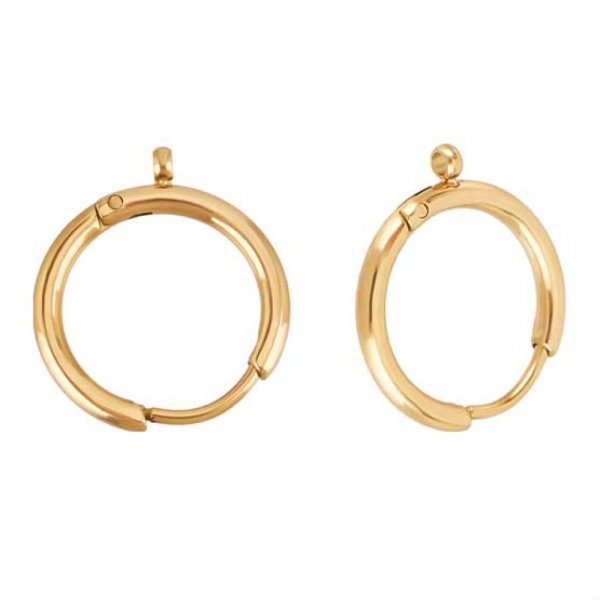 Support Boucle d'oreille Cr&eacute;ole Plaqu&eacute; Or 14K Dor&eacute; 15 mm