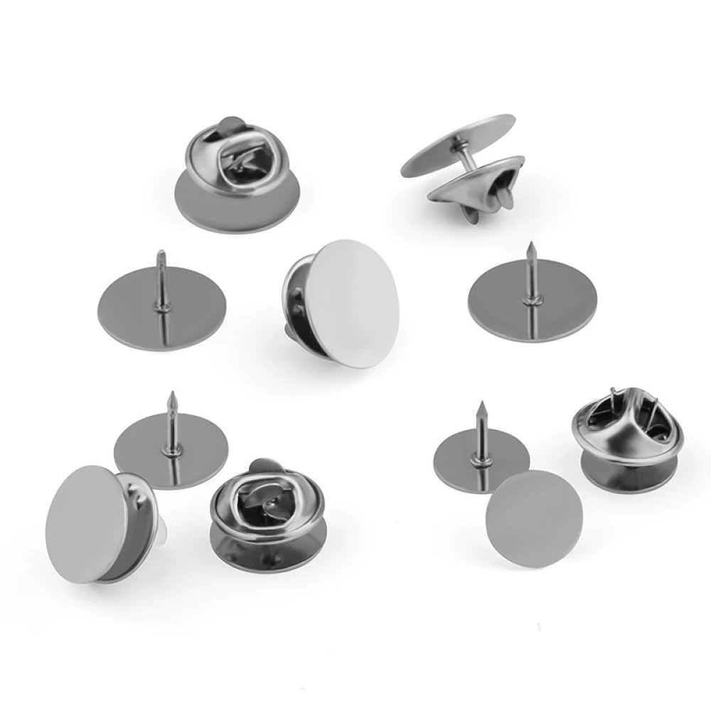 Support Boucle d'oreille puce ronde 10 mm en acier inoxydable N°02