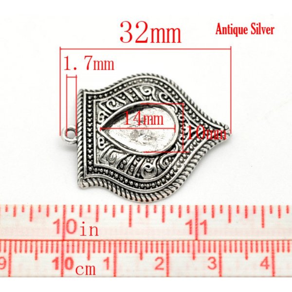 Support Cabochon Goutte N&deg;01 Argent Vieilli