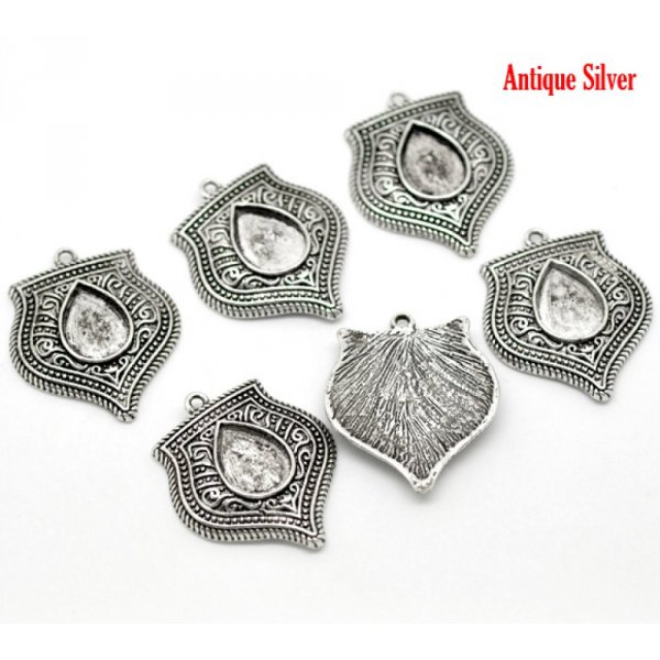 Support Cabochon Goutte N&deg;01 Argent Vieilli