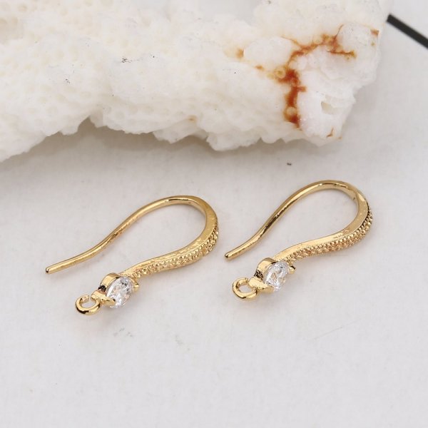 Support boucle d'oreille N&deg;25 Hame&ccedil;on plaqu&eacute; Or et Strass