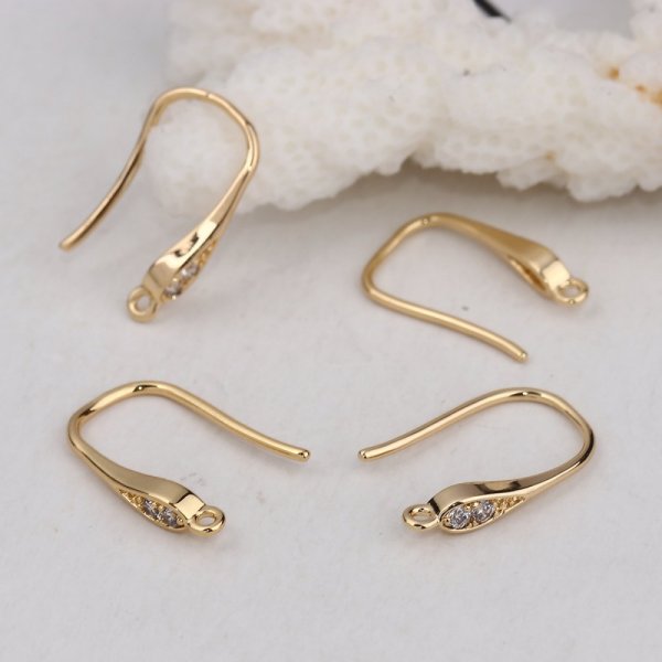 Support boucle d'oreille N&deg;26 Hame&ccedil;on plaqu&eacute; Or et Strass