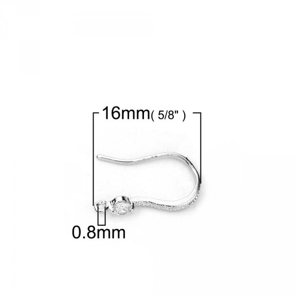 Support boucle d'oreille N&deg;01 Hame&ccedil;on plaqu&eacute; platine et Strass Transparent