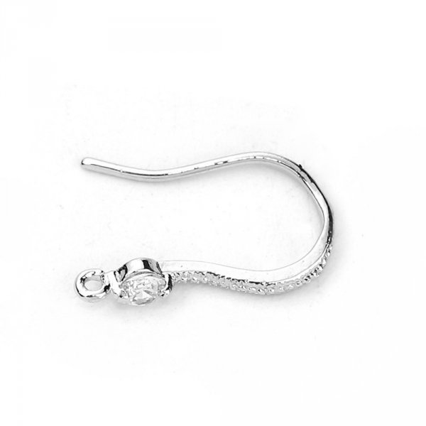 Support boucle d'oreille N&deg;01 Hame&ccedil;on plaqu&eacute; platine et Strass Transparent