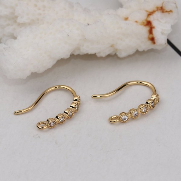 Support boucle d'oreille N&deg;29 Hame&ccedil;on plaqu&eacute; Or et Strass