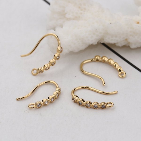 Support boucle d'oreille N&deg;29 Hame&ccedil;on plaqu&eacute; Or et Strass