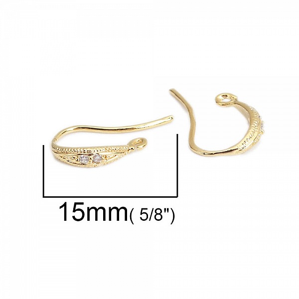 Support boucle d'oreille N&deg;30 Hame&ccedil;on plaqu&eacute; Or 18K et Goutte D'Eau