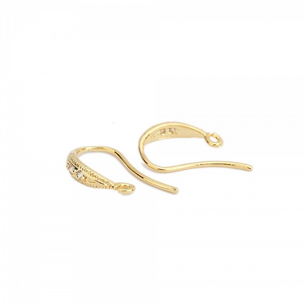 Support boucle d'oreille N&deg;30 Hame&ccedil;on plaqu&eacute; Or 18K et Goutte D'Eau