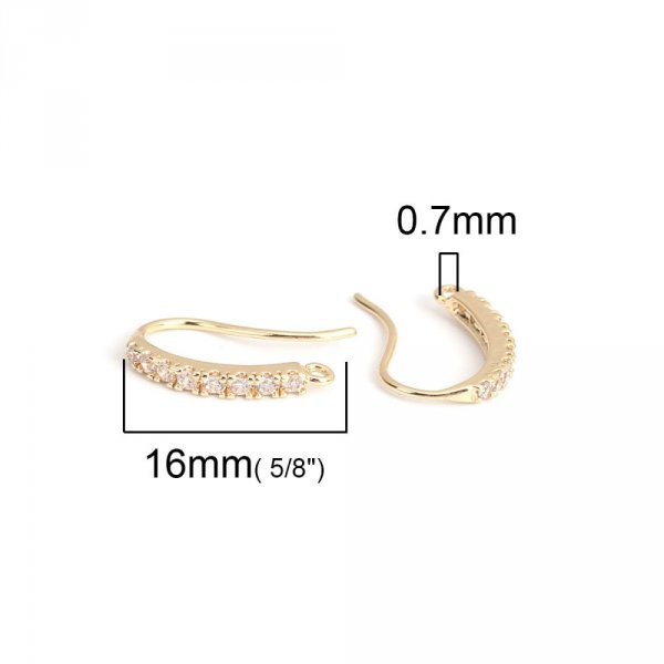 Support boucle d'oreille N&deg;31 Hame&ccedil;on plaqu&eacute; Or 18K et Strass Transparent