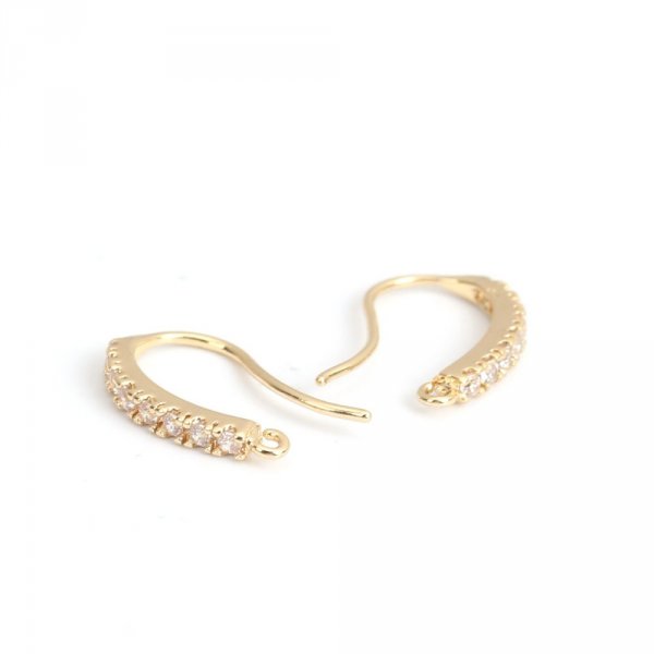 Support boucle d'oreille N&deg;31 Hame&ccedil;on plaqu&eacute; Or 18K et Strass Transparent