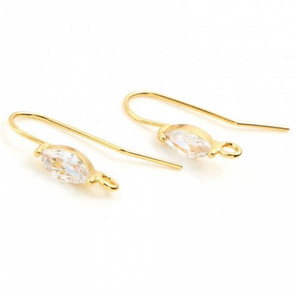 Support boucle d'oreille N&deg;32 Hame&ccedil;on plaqu&eacute; Or 18K et Strass Transparent