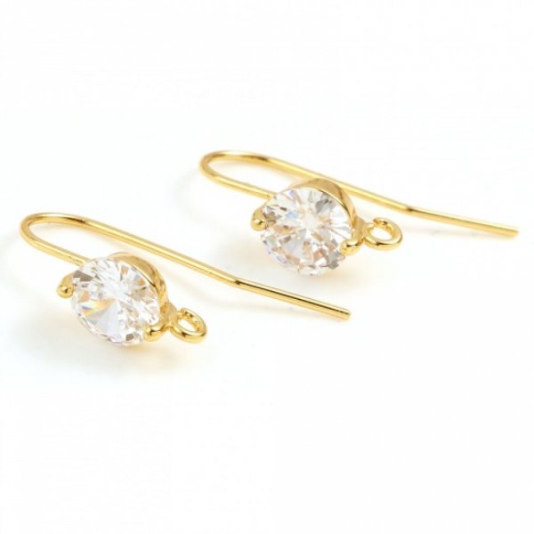 Support boucle d'oreille N&deg;34 Hame&ccedil;on plaqu&eacute; Or 18K et Strass Transparent