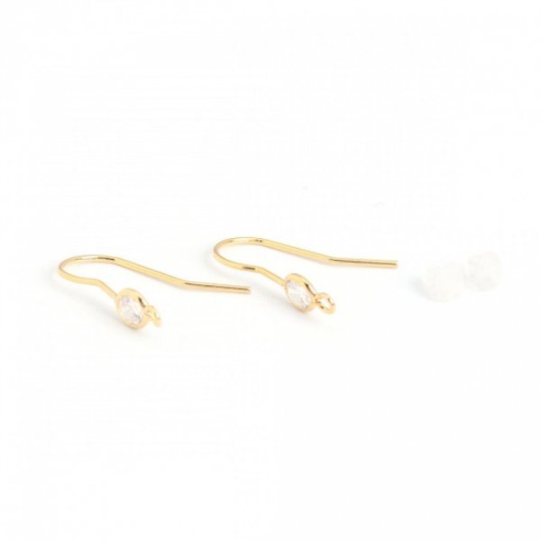 Support boucle d'oreille N&deg;35 Hame&ccedil;on plaqu&eacute; Or 18K et Strass Transparent