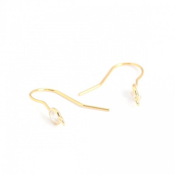 Support boucle d'oreille N&deg;35 Hame&ccedil;on plaqu&eacute; Or 18K et Strass Transparent