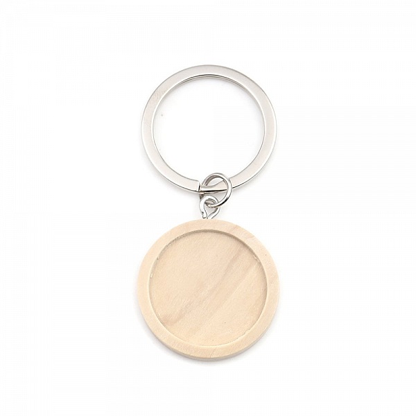 Support cabochon Porte cl&eacute; 25 mm Bois N&deg;01