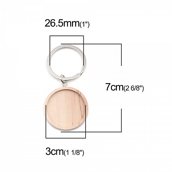 Support cabochon Porte cl&eacute; 30 mm Bois N&deg;01