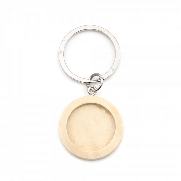 Support cabochon Porte cl&eacute; 20 mm Bois N&deg;01