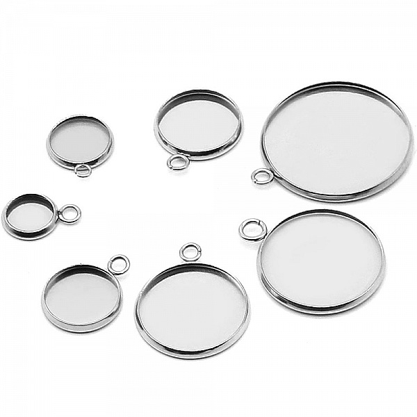 Support cabochon rond 18 mm Acier Inoxydable N&deg;05 Anneau Ouvert