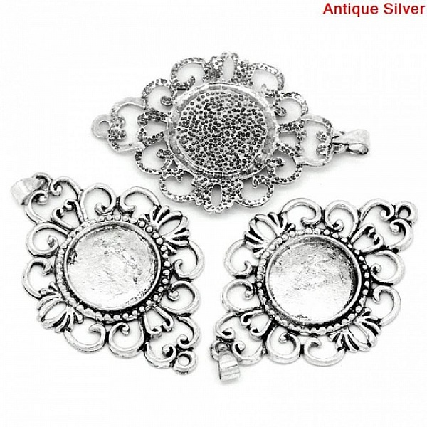 Support cabochon rond 18 mm Argent N&deg;01