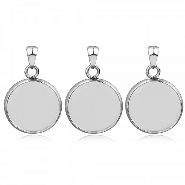 Support cabochon rond 18 mm Acier Inoxydable N&deg;04