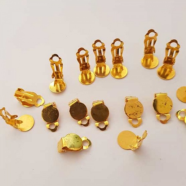 Supports Boucles d'oreilles Clips Plateau N&deg;04 2&eacute;me Choix x 10 Paires Dor&eacute;