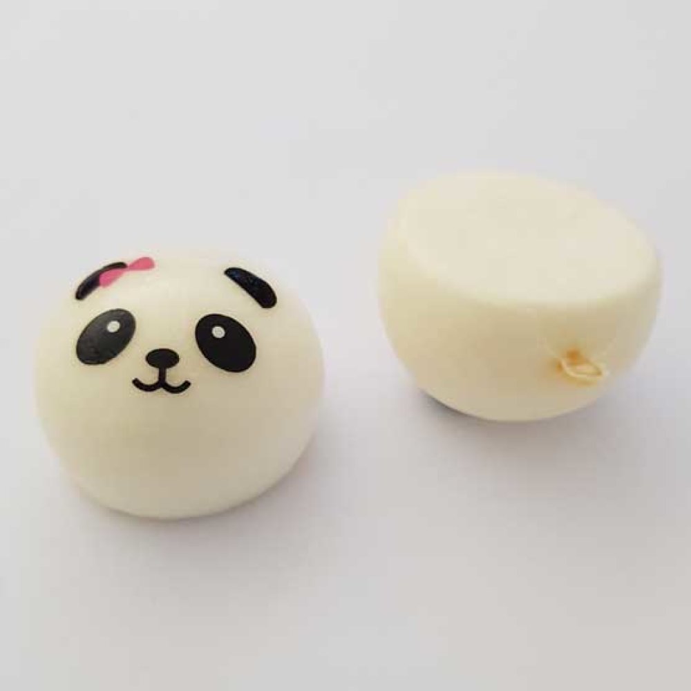 Tête De Panda Fille N°01 Nœud Rose Style Mousse