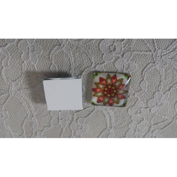 cabochon carr&eacute; en verre 25mm 035 