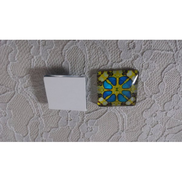 cabochon carr&eacute; en verre 25mm 026 