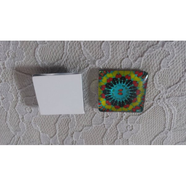 cabochon carr&eacute; en verre 25mm 008 